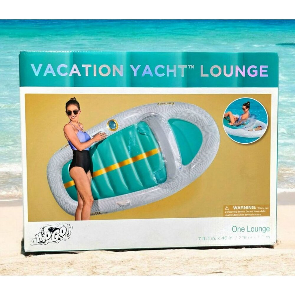 New H2O Go! Lounge Pool Float Inflatable Chair 7' Vacation Yacht Beach Water Toy